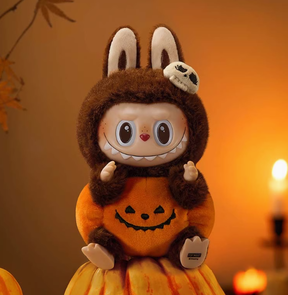 Labubu Monster Carnival Halloween Series Sitting Pumpkin Rubber Plush Pendant