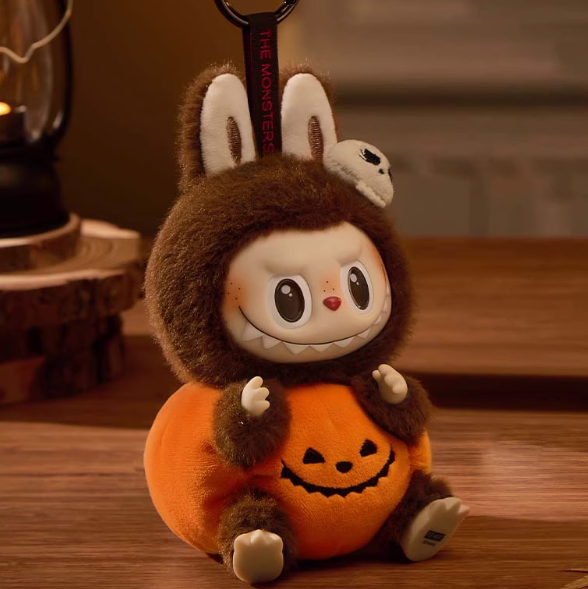 Labubu Monster Carnival Halloween Series Sitting Pumpkin Rubber Plush Pendant